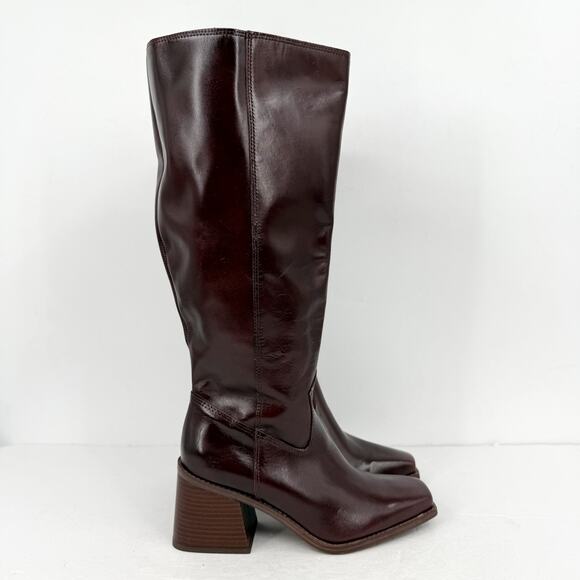 Vince Camuto Womens Sangeti Knee High Boots 7.5 Wide XW Calf Maroon Leather NWOB - Picture 4 of 12